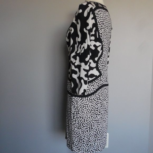 Diane von Furstenberg Black White Rose Heart Firebird Mosaic Silk Mini Dress 8 - Picture 10 of 13